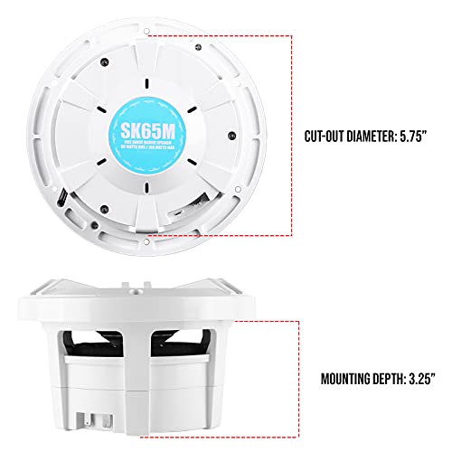 Skar Audio SK65M 6.5" 2-Way Marine Full Range 320 Watt Coaxial Speakers, Pair (White)