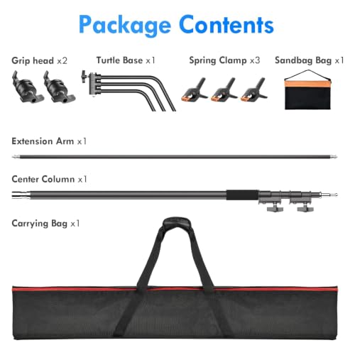 Image of EMART 10ft Heavy Duty C Stand with Boom Arm 100% Stainless Steel-Black