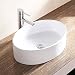 Mecor 20''x14'' Oval White Porcelain Bathroom Ceramic Vessel Sink Bowl Basin with Pop-up Drain