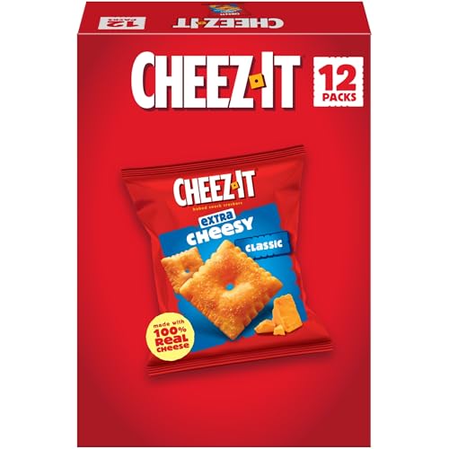 Cheez-It Baked Snack Crackers, Lunch Snacks, Extra Cheesy, 12oz Box