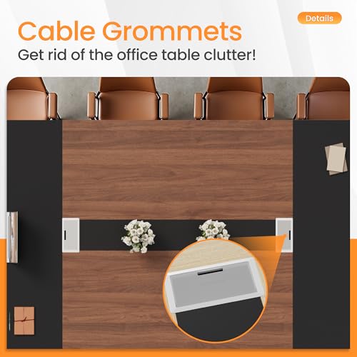 image for Furmax 8FT Conference Table, 94.48” Meeting Seminar Table with Cable