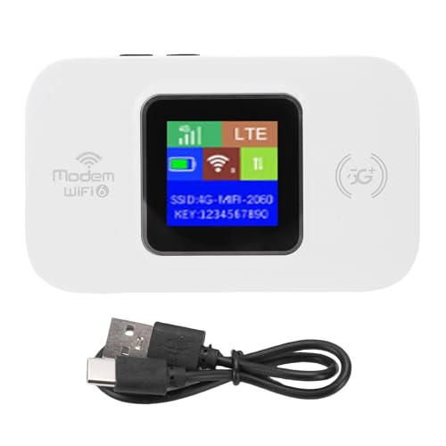 Image of CHICIRIS 4G WiFi Hotspot, 300Mbps Dual SIM Card Slot Portable Travel Router with Color LED Display, 12H Battery Life for Smartphones Tablets Laptops (White)