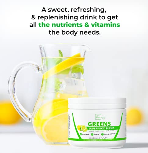 Greens Powder Superfood For Natural Energy & Gut Health - Keto Friendly Greens Blend Superfood - Vegan & Sugar Free Powdered Greens - Low Carb Superfood Powder Supplement - Lemon Lime Flavor #TOP4
