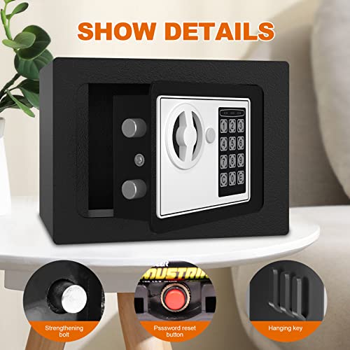 Teukriga 0.23 Cubic Feet Fireproof Waterproof Safe Box,Electronic Digital Combination Lock Safe,Office Home Hotel Business Jewelry Gun Cash Use Storage Money #TOP4