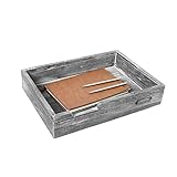 Barnwood Dark Gray Drawer-Style Stackable Wood Document & Literature Tray, Office Supplies Bin