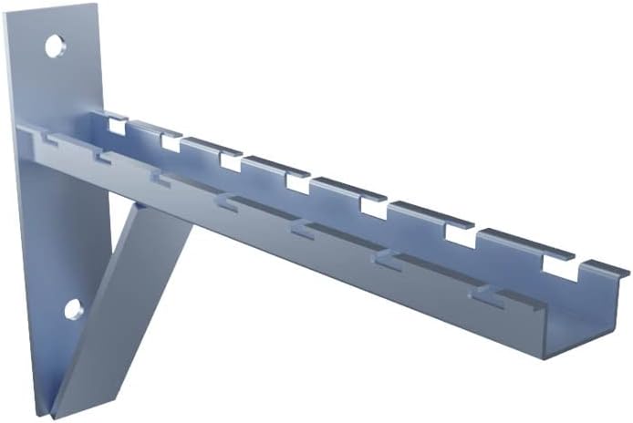 NavePoint Electro Zinc Plated Wire Mesh Cable Tray Bracket, Silver Steel, Triangle, Wall Mount, 300mm, 2 Pack