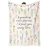 Cylitmer Grandma Gifts, Floral Blanket for Grandma Birthday, Mothers Day, Grandmother Gifts from Grandkids, Soft Throw Blankets 50'' x 60''