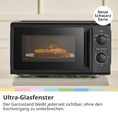 Comfee CMO-MP012ND(BK) Freistehende Mikrowelle, 20L kompakt in Schwarz, 700W Mikrowelle klein mit 5 Leistungsstufen, Drehteller, Auftaufunktion für Singles, Studentenwohnheim & kleine Küchen – Bild 3