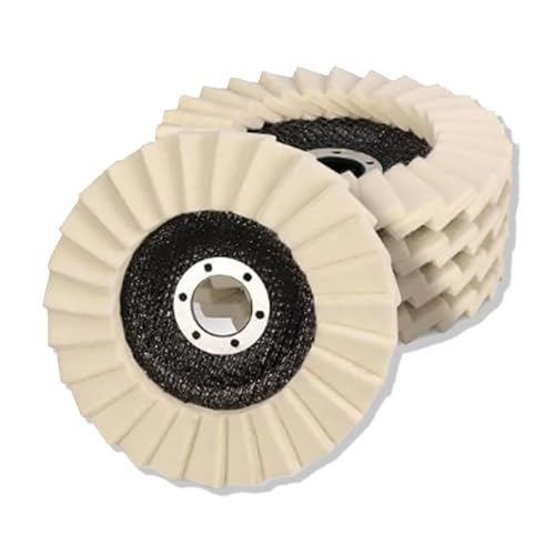NIYATA 5pcs Wool Polishing Wheel,5Inch/125mm Wool Buffing Wheels Polishing Angle Grinder Serrated Washer Flap Felt Disc for Glass Stainless Steel Marble Metal