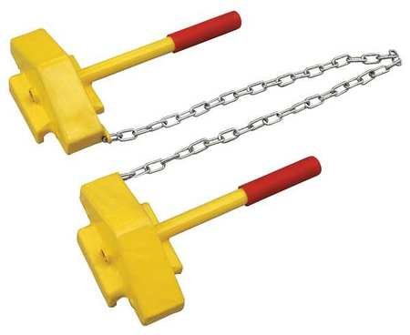 Rail Car Wheel Chock, Steel, Yellow