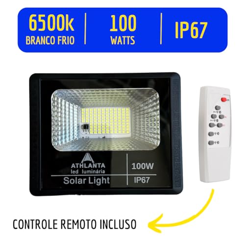 Kit 2 Refletor Solar 100W Prova D'água Acendimento Automático Iluminação Externa Energia Solar
