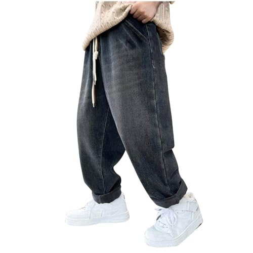 Wide Leg Jeans for Teen Boys Street Loose Fit Straight Kids Fashion Denim Pants Casual Trendy Sports Hip Hop Jeans