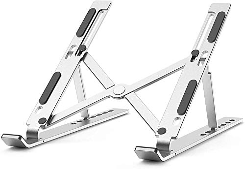 Laptop Stand for Desk Adjustable Height Recliner Foldable Laptop Stand Magnesium Aluminum Alloy Computer Holder Ventilated Laptop Riser Mount Adjustable Height Angle For Office Library 11-17" Notebook