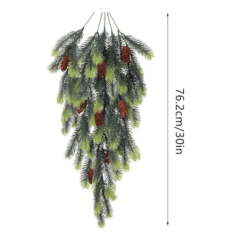 2 Pack 30" Artificial Pinecones Christmas Teardrop Swag for Front Door (Green) - image 7
