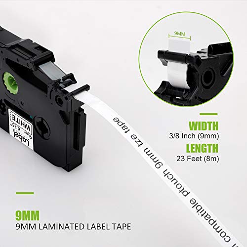Label Kingdom Compatible Label Tape Replacement For Brother Ptouch 9Mm 3/8" Tze-221 Black On White Label Maker Tape, 0.35 Inch X 26.2 Feet Laminated Tze Tz Tape For Pt-D200 Pt-D210 Pt-H110, 5-Pack #TOP3
