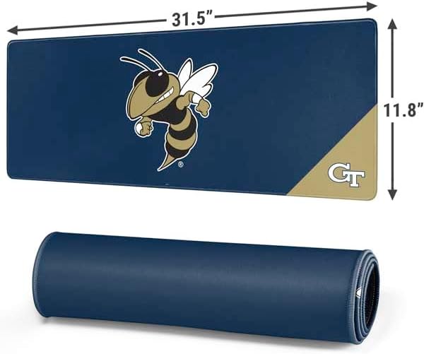 Skinit Large Gaming Mouse Pad - Officially Licensed Georiga Tech Logo Design with Stitched Edges, Waterproof, Non-Slip Rubber Base, Desk Mat for Keyboard & Mouse, 31.5" x 11.8" inches