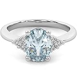 BFD NATURAL OVAL CUT AQUAMARINE AND DIAMOND ENGAGEMENT RING FOR HER MARCH BRITHSTONE 2.00ct Size-P
