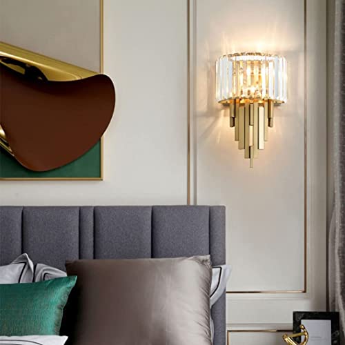 Bepuzz Crystal Wall Mount Light Gold 2-Light Modern Luxury Vanity Lights Indoor Wall Lighting For Bedside Bedroom Living Room Hallway (Gold-1) #TOP2