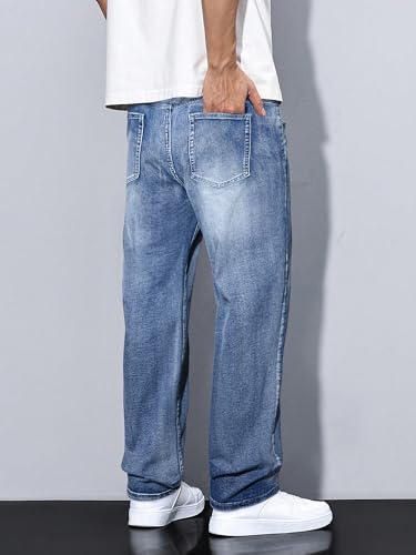 JMIERR Jeans Herren Baggy Baumwolle Weite Jeans Hose Herren Stretch Vintage Loose Fit - Bequeme Streetwear Freizeithosen – Bild 3
