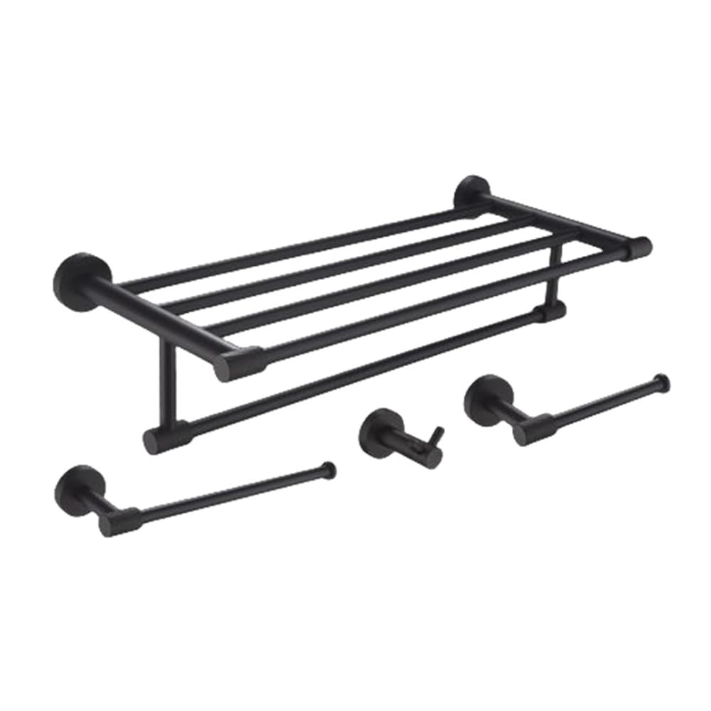 Kit de matériel de salle de bain noir mat avec porte-papier toilette et crochet mural