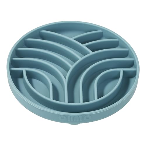 OHMO Slow Feeder Dog& Cat Bowl, Silicone Puppy Cat Food Bowl with Anti-Slip Suction Cup Slow Down Small Dogs Eating, Anti Choking (S-Tree of Life,Light Blue)