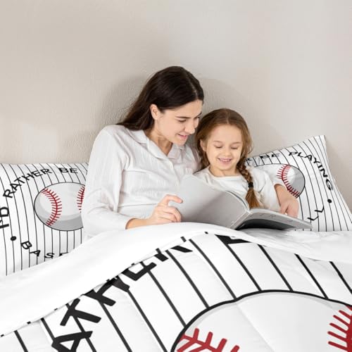Image of Feelyou Baseball Comforter Set Full Size Bedding Set for Kids Teens