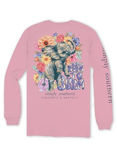 Simply Southern Track Elephant - Born to Bloom Elephant Floral - Youth Long Sleeve T-Shirt