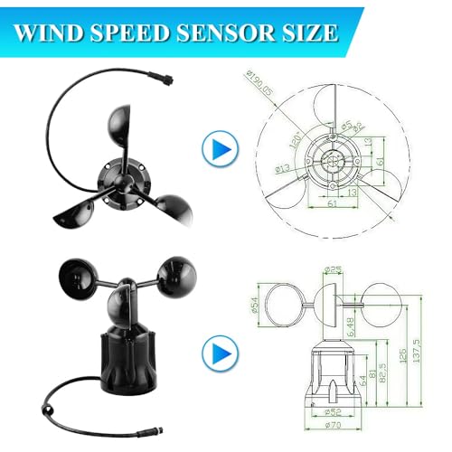 Sensor de velocidad del viento 60 m/s RS485 con salida de dirección 360° 2