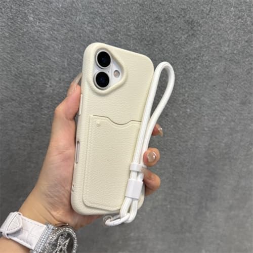 Coque en cuir pour iPhone 15 Pro Max avec porte-carte et cordon