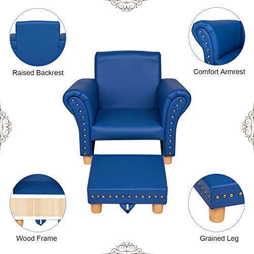 Kinbor Kids Leather Sofa Chair Toddler Lounge Sofa Kids Upholstered Chair With Footstool For Nursery School Game Room Kindergarten #TOP3