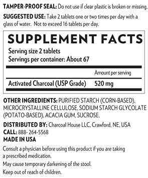 Charcoal House Chewable Activated Charcoal Tablets For Adults | Natural, Vegan, Non-Gmo & Gluten Free | For Teeth, Stomach, Gas & Nausea | Usp Food Grade | 135 Ct. #TOP1