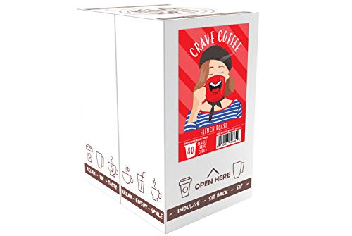 Image of Crave Beverages French Roast - Dark Roast Coffee Pods, for Keurig K Cup Brewers, 40 Count