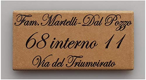 GUIZZO Creart - Targa Personalizzata con Nomi/Via Ceramica, Targhetta Personalizzata Modificabile con Numero Civico Esterno, Targhetta Porta Ingresso Personalizzata Made in Italy 10x5H cm, Beige Scuro
