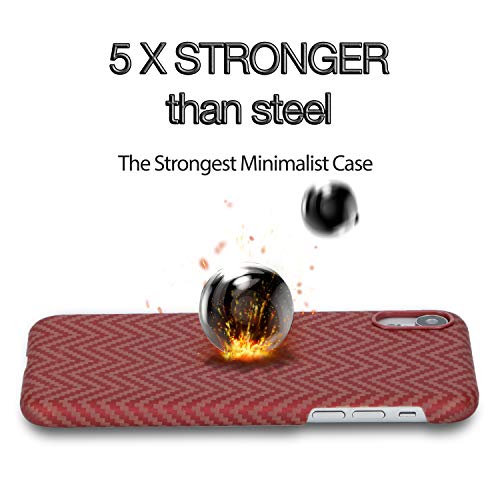 Pitaka Magnetic Casefor Iphone Xr 6.1", Magez Case Aramid Fiber [Real Aero Crafts Material] Phone Case,Minimalist Strongest Durable Snugly Fit Snap-On Case - Red/Orange #TOP7