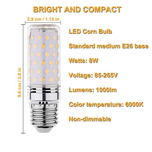 Rayhoo Led Light Bulbs Incandescent 80-100 Watts Equivalent, Standard Medium E26 Base,1000Lumens Non-Dimmable,4 Pack (White 6000K) #TOP1