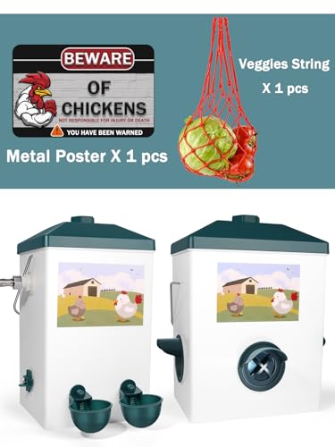 BiirBlue Alimentador automático de frango e conjunto de bebedouro, alimentador de água de frango, co