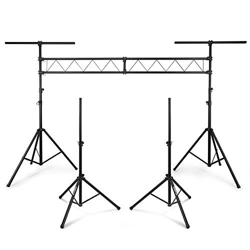 beamz Lighting Truss Bridge Stand & Speaker Stand Set – Complete DJ Rigging System with Robust Lighting Support & Height Adjustable Speaker Stands for Discos, Events, Live Music & Mobile DJs