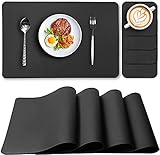 tischset schwarz gold 【ÖKO Material & Doppelseitige Verwendung】 Platzsets abwischbar bestehen aus umweltfreundlichen Ledermaterialien, ist langlebig und nicht verformt. Die Tischset schützen Ihren Tisch nicht nur effektiv vor Kratzern und Flecken, sondern verlängern auch die Lebensdauer Ihres Tisches, umweltfreundlich und praktisch