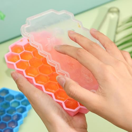 Molde de silicona para cubitos de hielo 37 cubos rosa miniatura 5