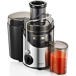 Procesador De Jugos Housnat Licuadora para Verduras y Frutas 400W, Licuadoras Exprimidor de Zumos con Boca de 65 mm, Acero Inoxidable, Motor de cobre puro de Seguridad, Sin BPA, Cepillo de Limpieza Incluido