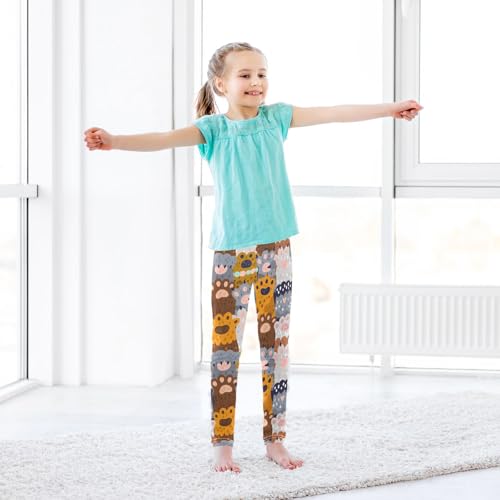 CaTaKu Girls Leggings Cat Paws Cute Print Spotted Leggings for Girls Kids Athletic Workout Yoga Pants Size 4-10T3