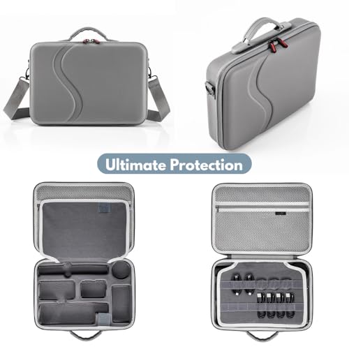 Image of yantralay Carrying Case for D JI Os mo Action 5 /5 Pro / 4 /3 | Large Storage Protective Bag with Custom Compartments | PU Hard Shell Travel Case with Strap | Os mo Action 5 Accessories