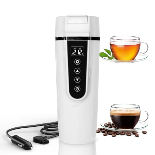 LINGYOKY Car Electric Kettle for Travel 12-24V Compatible 13.5oz (Black)