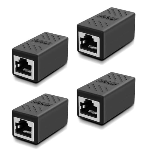Image of COOLCOLD (4-Pack) RJ45 Ethernet Coupler Cat7, Cat6 Cat5e LAN Coupler Ethernet Extender Adapter Extension Jointer Extending The Ethernet Cables Female to Female Connector