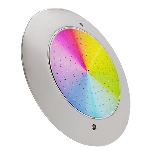 LED ATOMANT Foco de Piscina LED 12W RGB Impermeable IP68 Sumergible, Ø25cm, Acero Inoxidable, Montaje en Superficie