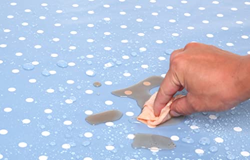 Wachstuch Tischdecke Wachstuchtischdecke Abwaschbar Eckig 140 x 180 cm Kleine Tupfen Blau Grau