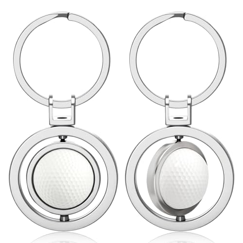 ISKYBOB 2 Pack Creative Rotating Golf Keychain, Metal Pendant Key