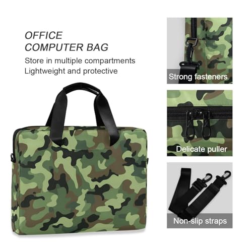 Maletín portátil con cierre para laptop 15.6 pulg camuflaje verde miniatura 6