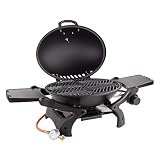 Tisch - Gasgrill Calabria Gas Tischgrill Grill BBQ 3,5 kW Grillfläche oval 48x36 cm inkl. Anschlussschlauch und Druckminderer / 2-teiliger Gusseisen Rost