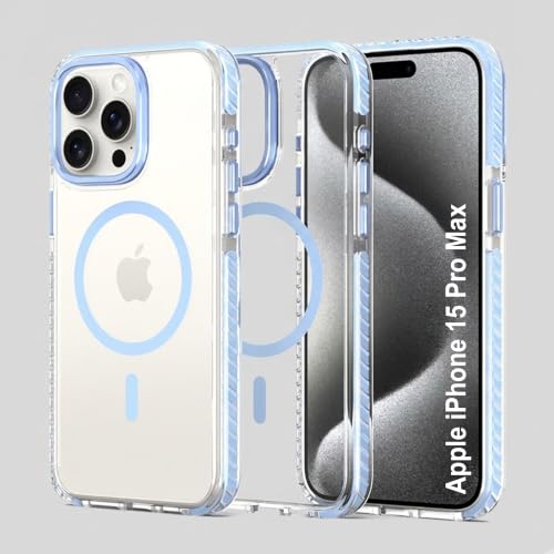 Image of Zapcase Crystal Clear Back case for iPhone 15 Pro Max | PC Back | TPU Bumper with Inner Rubber Grip | Metal Camera Guard Bezel | Metal Buttons | Scratch Resistant | 2 Layer Edge Protection |Light Blue